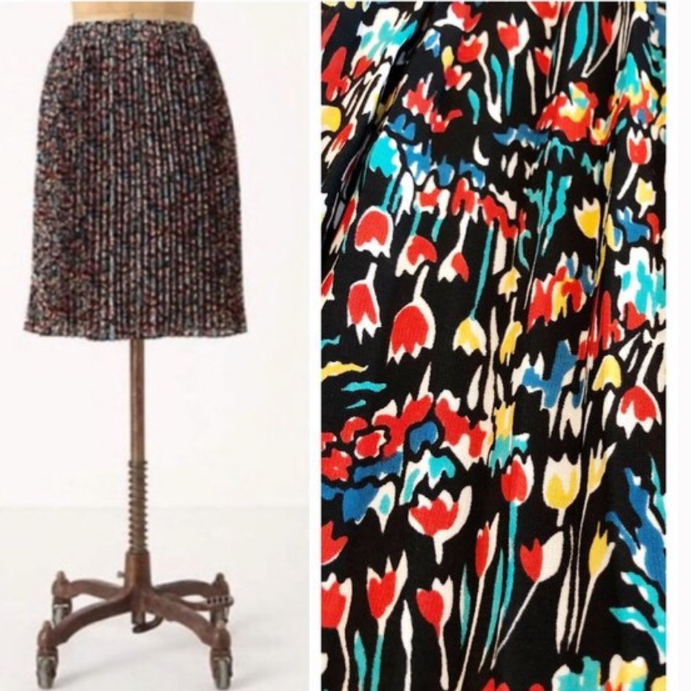 Anthropologie Tabitha Floral Knee Skirt Size S